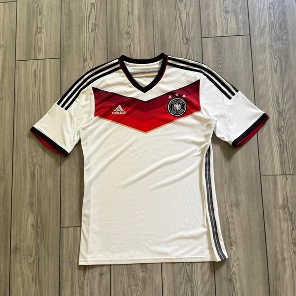 adidas White and Red Short Sleeve Soccer Tee - Picture 1 of 7